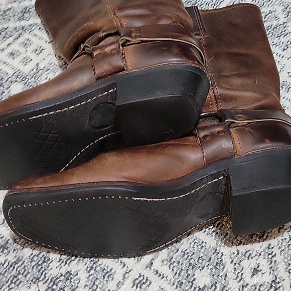 FRYE Women's Harness Boots Rustic Brown Low Heeled, Sz 10, Western, Moto, Biker - Picture 8 of 11